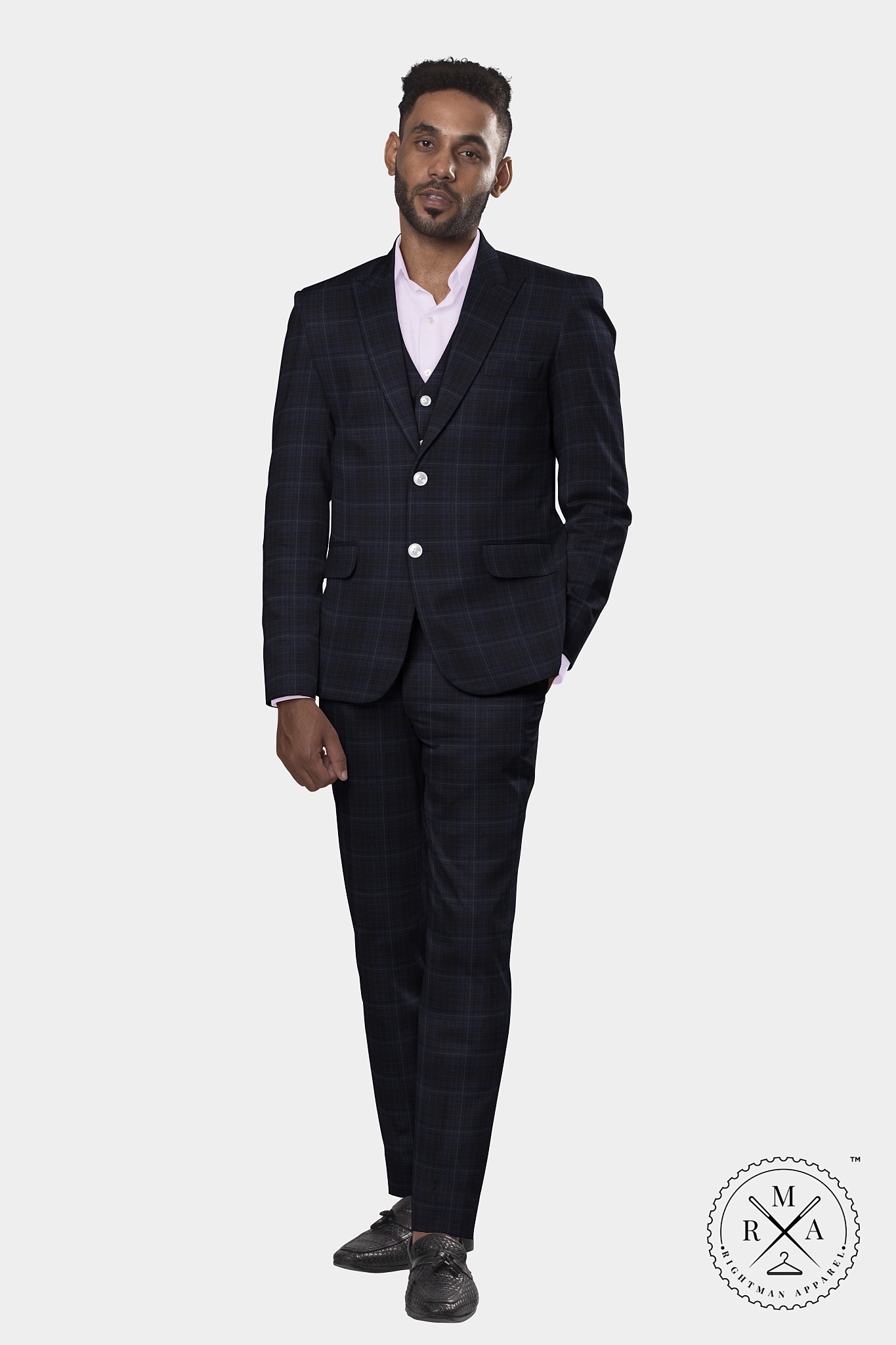 Black Russian Colour Three Piece Suit SU337